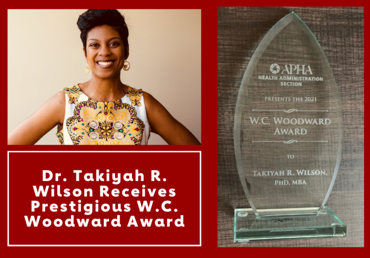 Dr. Takiyah R. Wilson Receives Prestigious W.C. Woodward Award from the American Public Health Association